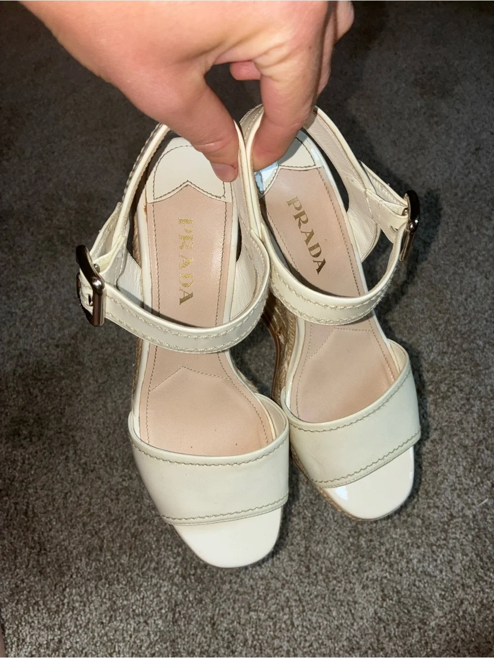 VINTAGE PRADA - Leather Espadrille Wedge  Heels, Perfect condition